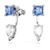 Mesmera Earring Jackets Mixed Cuts, Detachable, Blue, Rhodium Plated