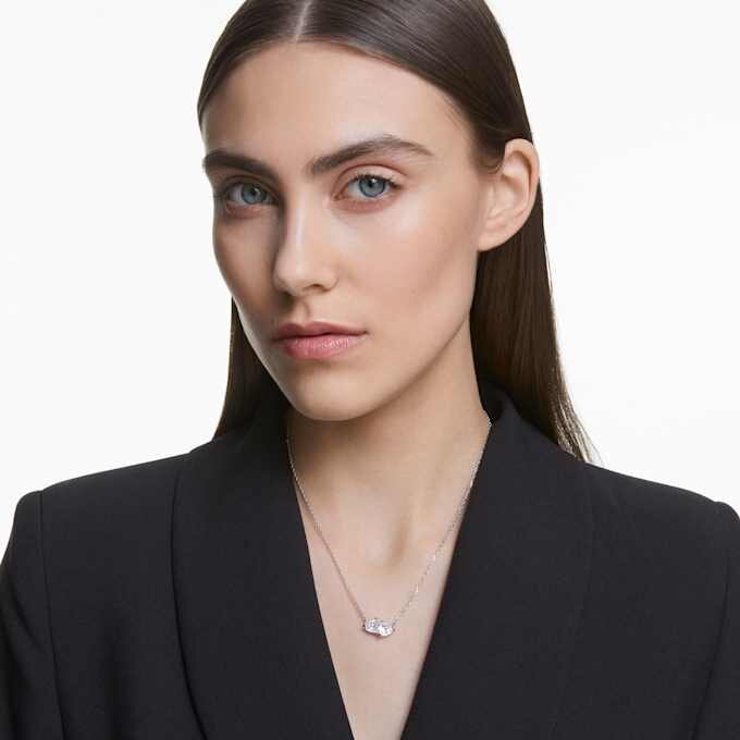 Mesmera Necklace Heart, White, Rhodium Plated Mesmera Necklace Heart, White, Rhodium Plated