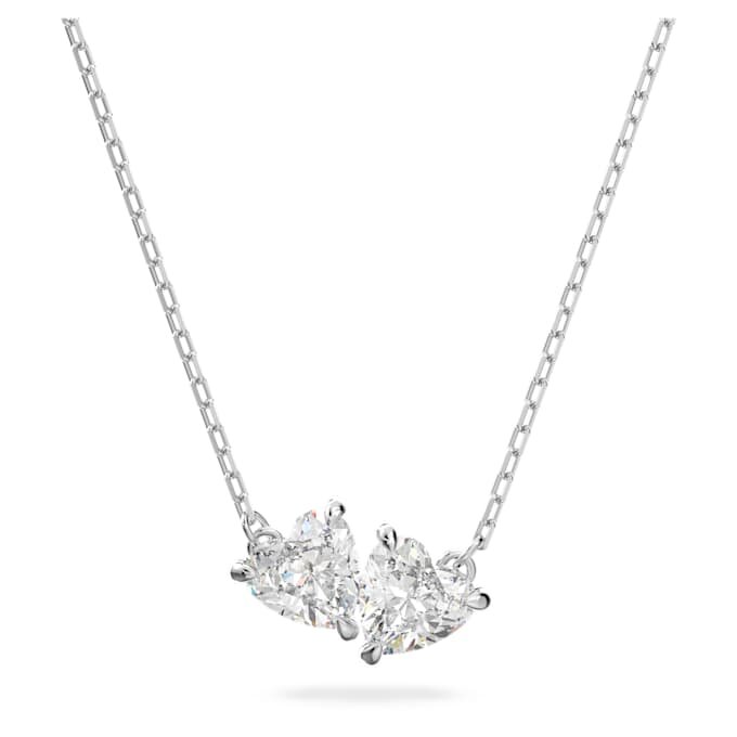 Mesmera Necklace Heart, White, Rhodium Plated Mesmera Necklace Heart, White, Rhodium Plated