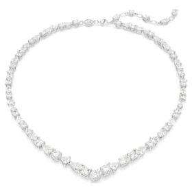 Mesmera Necklace Mixed Cuts, White, Rhodium Plated