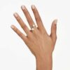 Mesmera Open Ring Heart Cut, Pavé, White, Gold-Tone Plated