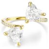 Mesmera Open Ring Heart Cut, Pavé, White, Gold-Tone Plated