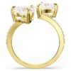 Mesmera Open Ring Heart Cut, Pavé, White, Gold-Tone Plated