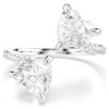 Mesmera Open Ring Heart Cut, Pavé, White, Rhodium Plated Mesmera Open Ring Heart Cut, Pavé, White, Rhodium Plated
