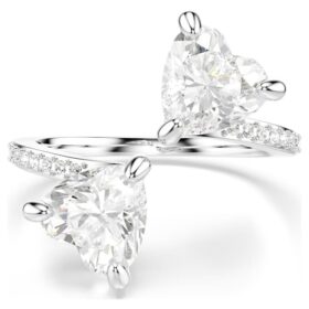 mesmera open ring heart cut pav white rhodium plated 2 280x280 - Mesmera Open Ring Heart Cut, Pav&eacute;, White, Rhodium Plated