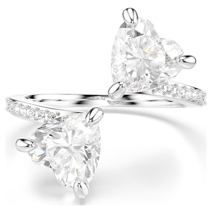 Mesmera Open Ring Heart Cut, Pavé, White, Rhodium Plated Mesmera Open Ring Heart Cut, Pavé, White, Rhodium Plated