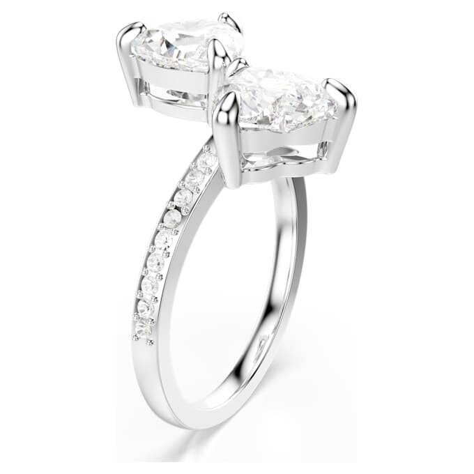 Mesmera Open Ring Heart Cut, Pavé, White, Rhodium Plated Mesmera Open Ring Heart Cut, Pavé, White, Rhodium Plated