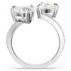 Mesmera Open Ring Heart Cut, Pavé, White, Rhodium Plated Mesmera Open Ring Heart Cut, Pavé, White, Rhodium Plated