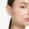 Mesmera Stud Earrings Mixed Cuts, Flower, White, Rhodium Plated Mesmera Stud Earrings Mixed Cuts, Flower, White, Rhodium Plated