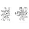 Mesmera Stud Earrings Mixed Cuts, Flower, White, Rhodium Plated Mesmera Stud Earrings Mixed Cuts, Flower, White, Rhodium Plated