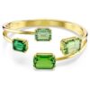 Millenia Bangle Octagon Cut, Green, Gold-Tone Plated