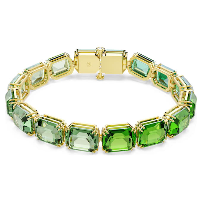 Millenia Bracelet Octagon Cut, Color Gradient, Green, Gold-Tone Plated Millenia Bracelet Octagon Cut, Color Gradient, Green, Gold-Tone Plated