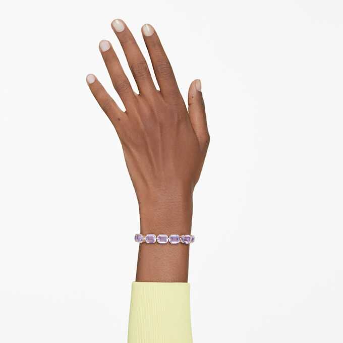 Millenia Bracelet Octagon Cut, Purple, Gold-Tone Plated Millenia Bracelet Octagon Cut, Purple, Gold-Tone Plated