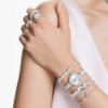 Constella Bangle Round Cut, Dancing Stone, White, Rhodium Plated Constella Bangle Round Cut, Dancing Stone, White, Rhodium Plated
