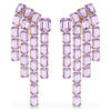 Millenia Clip Earrings Octagon Cut, Chandelier, Purple, Gold-Tone Plated
