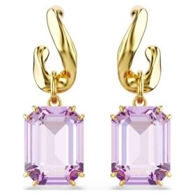 Millenia Drop Earrings Octagon Cut, Purple, Gold-Tone Plated
