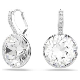 Millenia Drop Earrings Round Cut, White, Rhodium Plated