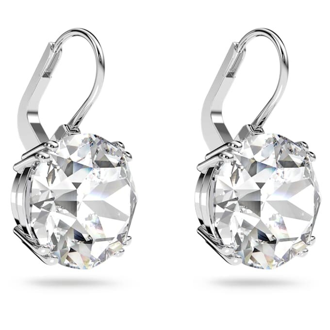 Millenia Drop Earrings Round Cut, White, Rhodium Plated Millenia Drop Earrings Round Cut, White, Rhodium Plated