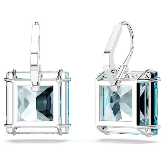 Millenia Drop Earrings Square Cut, Blue, Rhodium Plated Millenia Drop Earrings Square Cut, Blue, Rhodium Plated