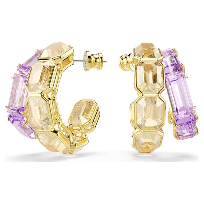 Millenia Hoop Earrings Mixed Cuts, Multicolored, Gold-Tone Plated Millenia Hoop Earrings Mixed Cuts, Multicolored, Gold-Tone Plated