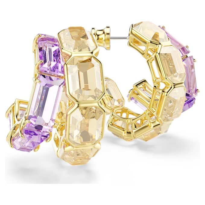 Millenia Hoop Earrings Mixed Cuts, Multicolored, Gold-Tone Plated Millenia Hoop Earrings Mixed Cuts, Multicolored, Gold-Tone Plated