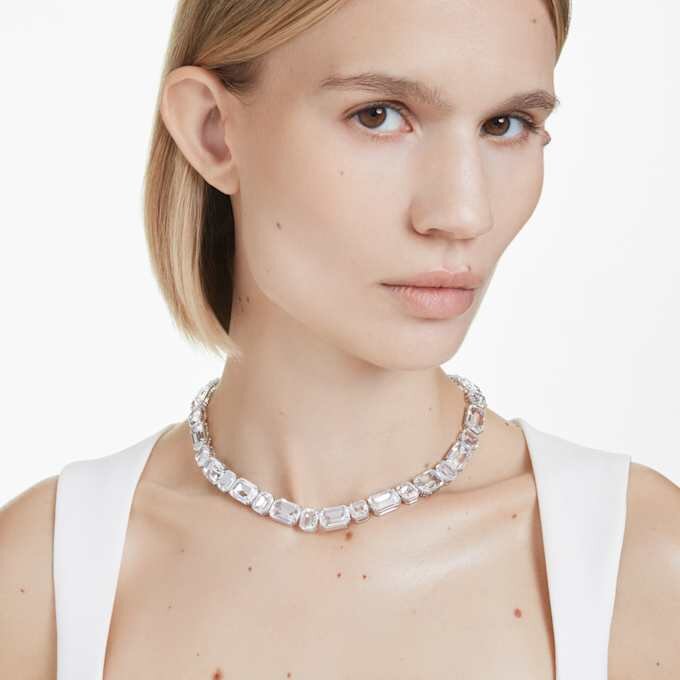 Millenia Necklace Octagon Cut, White, Rhodium Plated Millenia Necklace Octagon Cut, White, Rhodium Plated
