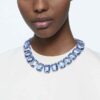 Millenia Necklace Oversized Crystals, Octagon Cut, Blue, Rhodium Plated