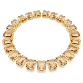 Millenia Necklace Oversized Crystals, Octagon Cut, Caramel, Gold-Tone Plated