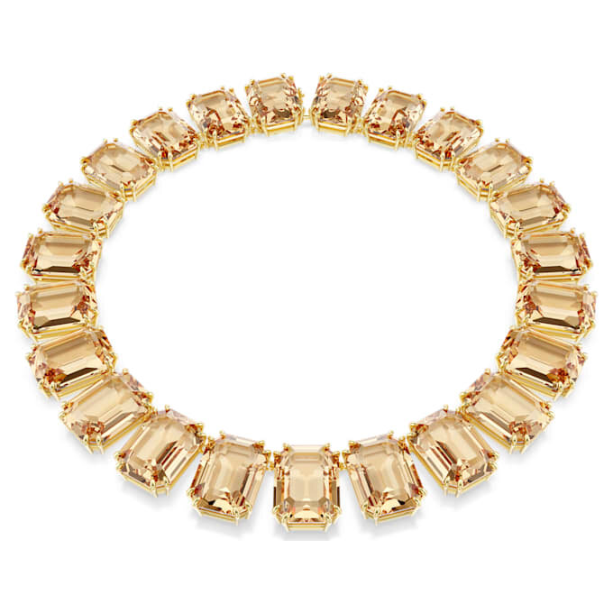 Millenia Necklace Oversized Crystals, Octagon Cut, Caramel, Gold-Tone Plated Millenia Necklace Oversized Crystals, Octagon Cut, Caramel, Gold-Tone Plated