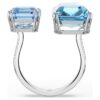 Millenia Open Ring Octagon Cut, Blue, Rhodium Plated