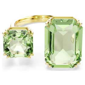 Millenia Open Ring Octagon Cut, Green, Gold-Tone Plated