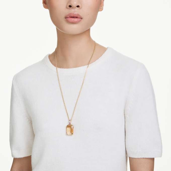 Millenia Pendant Octagon Cut, Caramel, Gold-Tone Plated Millenia Pendant Octagon Cut, Caramel, Gold-Tone Plated