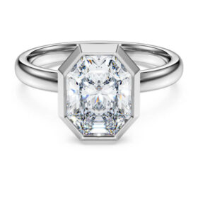 Octagon Bezel Ring Lab-Grown Diamonds 2.0 Ct Tw, Octagon Shape, 14K White Gold