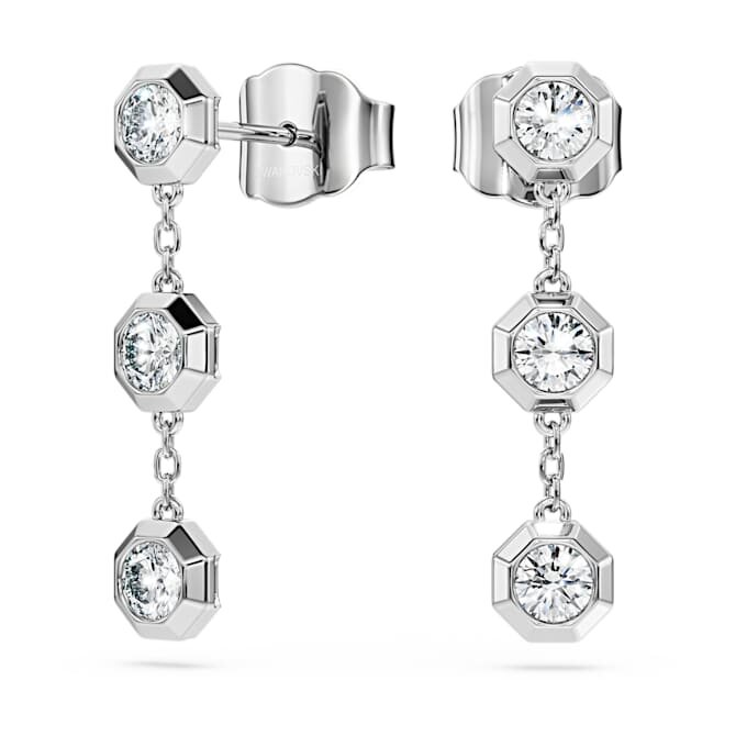 Octagon Drop Earrings Lab-Grown Diamonds 0.6 Ct Tw, Round Shape, Sterling Silver Octagon Drop Earrings Lab-Grown Diamonds 0.6 Ct Tw, Round Shape, Sterling Silver