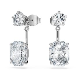Octagon Earring Jackets Lab-Grown Diamonds 9.65 Ct Tw, Mixed Shapes, 18K White Gold