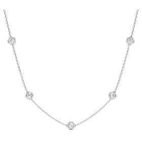 Octagon Necklace Lab-Grown Diamonds 0.7 Ct Tw, Round Shape, Sterling Silver