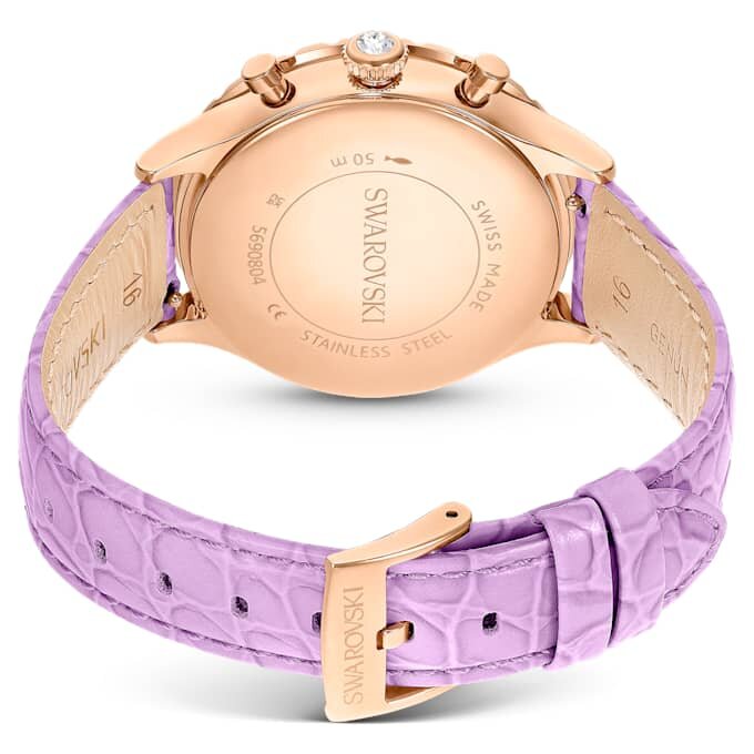 Octea Chrono Watch Swiss Made, Leather Strap, Purple, Rose Gold-Tone Finish Octea Chrono Watch Swiss Made, Leather Strap, Purple, Rose Gold-Tone Finish