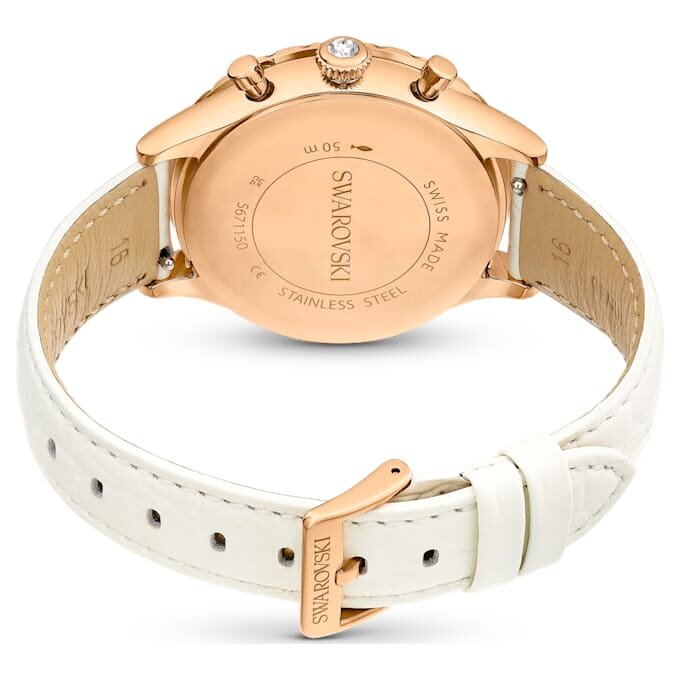 Octea Chrono Watch Swiss Made, Leather Strap, White, Rose Gold-Tone Finish Octea Chrono Watch Swiss Made, Leather Strap, White, Rose Gold-Tone Finish