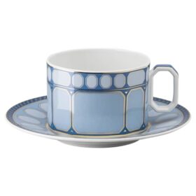 Signum Teacup with Saucer Porcelain, Blue