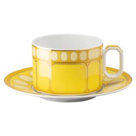 Signum Teacup with Saucer Porcelain, Yellow