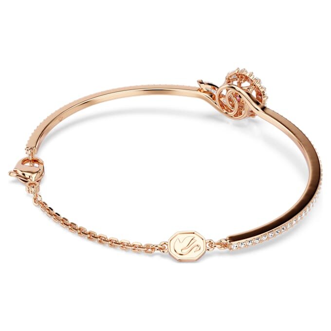 Snake Bangle Mixed Cuts, Year of the Snake, Red, Rose Gold-Tone Plated Snake Bangle Mixed Cuts, Year of the Snake, Red, Rose Gold-Tone Plated