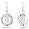 Snake Drop Earrings Crystal Pearl, Mixed Cuts, Year of the Snake, White, Rhodium Plated Snake Drop Earrings Crystal Pearl, Mixed Cuts, Year of the Snake, White, Rhodium Plated