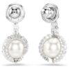 Snake Drop Earrings Crystal Pearl, Mixed Cuts, Year of the Snake, White, Rhodium Plated Snake Drop Earrings Crystal Pearl, Mixed Cuts, Year of the Snake, White, Rhodium Plated