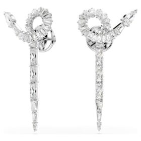 Snake Drop Earrings Mixed Cuts, Year of the Snake, White, Rhodium Plated
