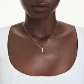 Stilla Attract Pendant Round Cut, White, Gold-Tone Plated