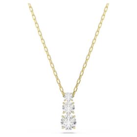 Stilla Attract Pendant Round Cut, White, Gold-Tone Plated