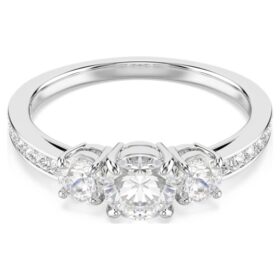 Stilla Attract Ring Round Cut, White, Silver-Tone Finish