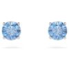 Stilla Attract Stud Earrings Round Cut, Blue, Rhodium Plated