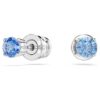 Stilla Attract Stud Earrings Round Cut, Blue, Rhodium Plated