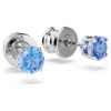 Stilla Attract Stud Earrings Round Cut, Blue, Rhodium Plated